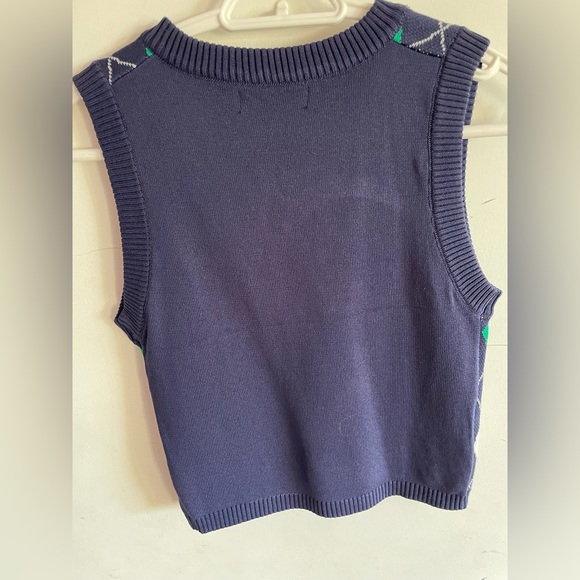 Sweater vest blue with green and white pattern, new - Picture 2 of 2